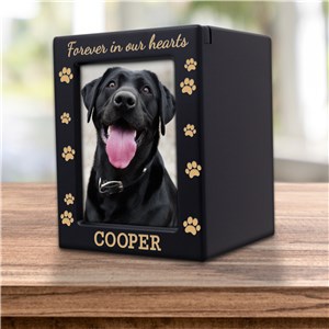 Personalized Engraved Paw Prints Pet Photo Urn by Gifts For You Now
