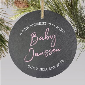 Personalized Expecting a New Gift Slate Christmas Ornament by Gifts For You Now
