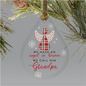 Personalized We Have an Angel Tear Drop Glass Christmas Ornament by Gifts For You Now