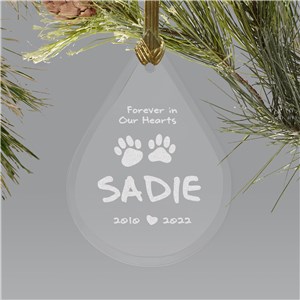Personalized Engraved Pet Memorial Glass Tear Drop Holiday Christmas Ornament by Gifts For You Now