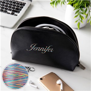 Personalized Embroidered Any Name Black Tech Case with Rainbow Thread by Gifts For You Now