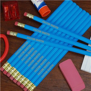 Personalized Engraved Blue School Pencils by Gifts For You Now