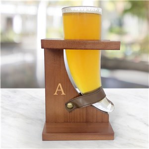 Personalized Engraved Initial Horn Shaped Glass with Stand by Gifts For You Now