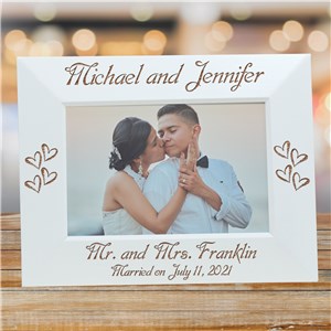 Image of Engraved Mr. and Mrs. White Wedding Frame