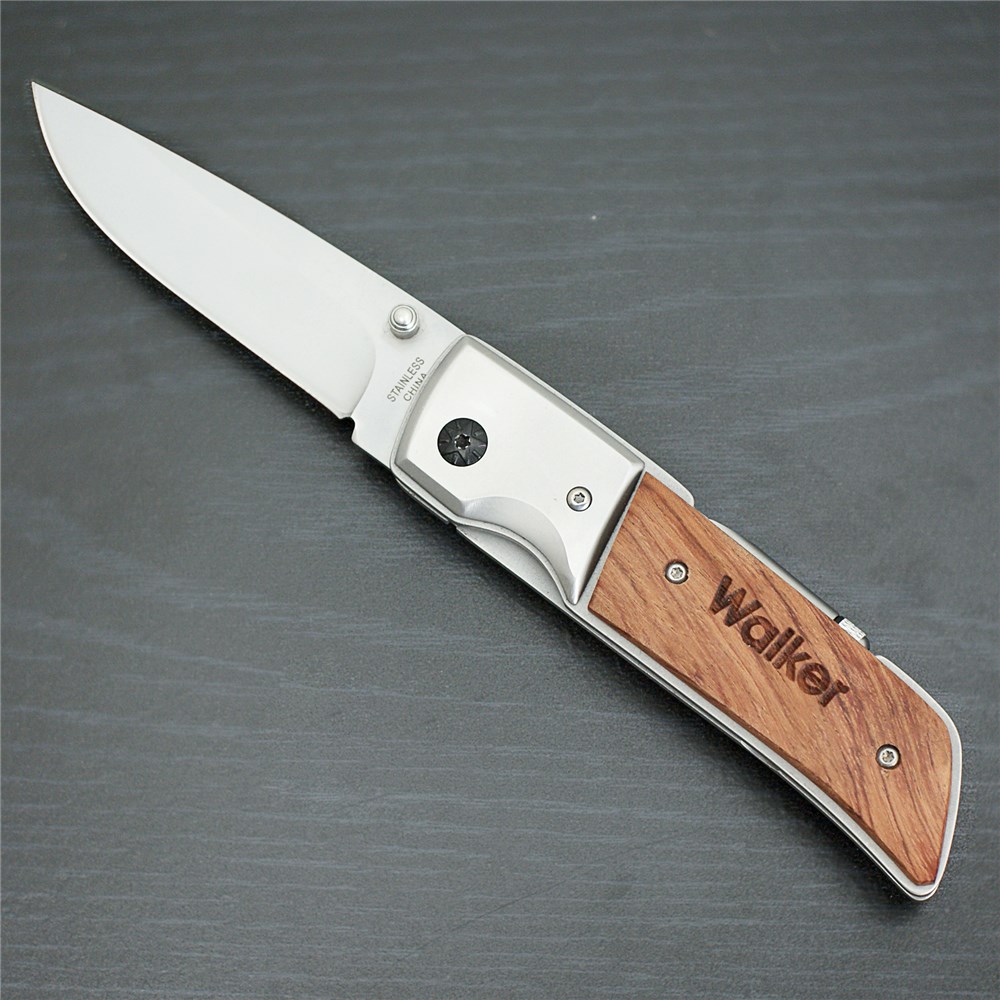Engraved Rosewood Hunting Knife with LED Light L636960