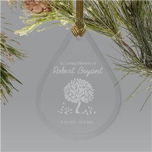 Personalized In Loving Memory Holiday Christmas Ornament Tear Drop Glass by Gifts For You Now