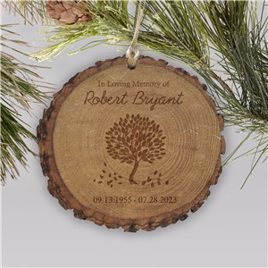 In Loving Memory Personalized Memorial Christmas Ornament Wood Round by Gifts For You Now