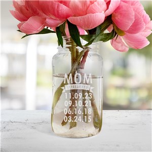 Personalized Engraved Mom Established Large Mason Jar Vase by Gifts For You Now