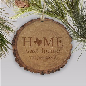 Personalized Home Sweet Home Rustic Wood Christmas Ornament by Gifts For You Now