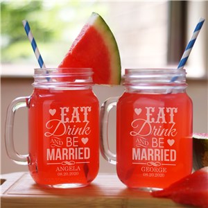 Image of Eat#44; Drink Be Married Mason Jar Set