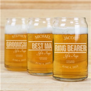 Personalized Engraved Groomsmen Glass Beer Can Glass by Gifts For You Now