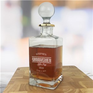 Personalized Engraved Groomsmen Gold Rim Decanter by Gifts For You Now
