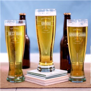 Personalized Engraved Groomsmen Pilsner Glass by Gifts For You Now