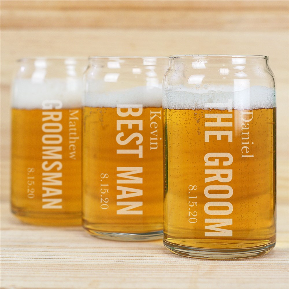 Engraved Wedding Party Beer Can Glass L7609118