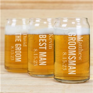 Personalized Engraved Wedding Party Beer Can Glass by Gifts For You Now