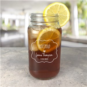 Personalized Engraved Bridal Party Large Mason Jar by Gifts For You Now