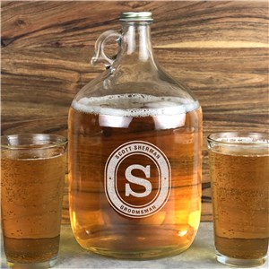 Personalized Engraved Groomsmen Initial Glass Growler by Gifts For You Now