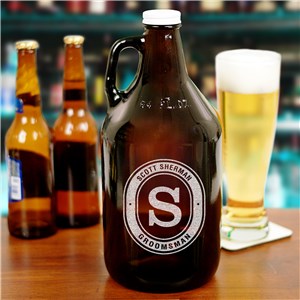 Personalized Engraved Groomsmen Glass Growler by Gifts For You Now