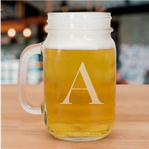 Image of Engraved Initial Mason Jar
