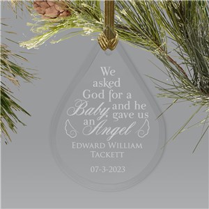 Personalized Engraved Tear Drop Memorial Christmas Ornament by Gifts For You Now