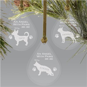 Personalized Holiday Engraved Tear Drop Dog Memorial Christmas Ornament by Gifts For You Now