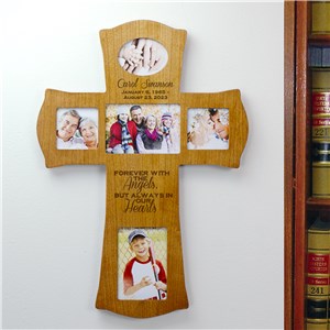 Personalized Engraved Wooden Photo Memorial Cross by Gifts For You Now