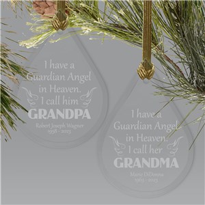 Personalized Angel In Heaven Glass Memorial Christmas Ornament by Gifts For You Now