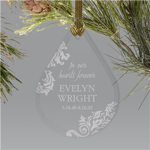 Personalized Engraved In Memory Of Tear Memorial Christmas Ornament by Gifts For You Now