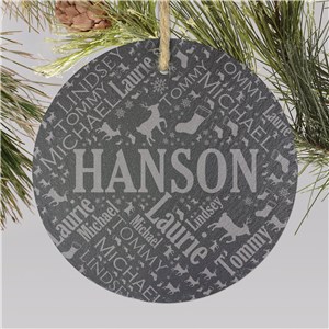 Personalized Engraved Family Word Art Slate Christmas Ornament by Gifts For You Now