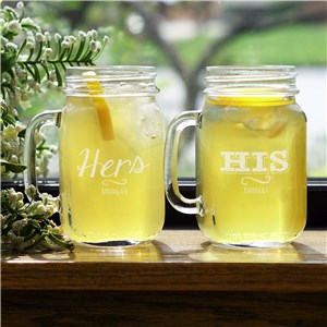 Personalized Engraved His or Hers Mason Jar Set by Gifts For You Now