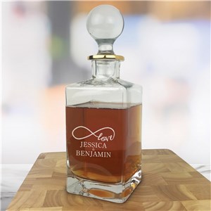 Personalized Engraved Infinity Love Gold Rim Decanter by Gifts For You Now