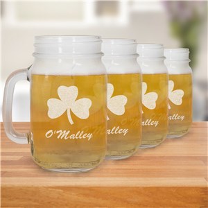 Personalized Engraved Glass Irish Mason Jar Set by Gifts For You Now