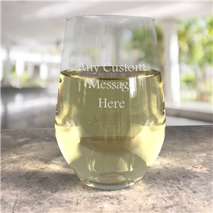 Personalized Engraved Any Message Contemporary Stemless Wine Glass by Gifts For You Now