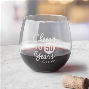 Personalized Engraved Birthday Stemless Red Wine Glass by Gifts For You Now