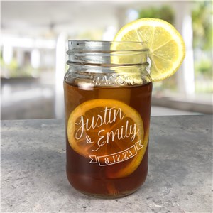 Personalized Engraved Couple's Names Small Mason Jar by Gifts For You Now