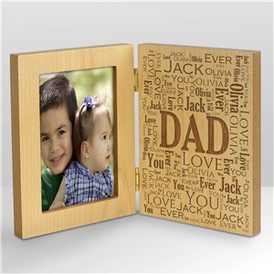 Personalized Dad Word-Art Hinged Engraved Wood Frame by Gifts For You Now