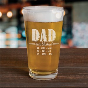 Personalized Engraved Dad Established Beer Glass by Gifts For You Now