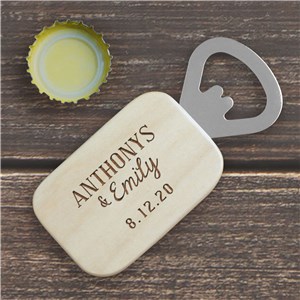 Image of Engraved Couples Names Bottle Opener