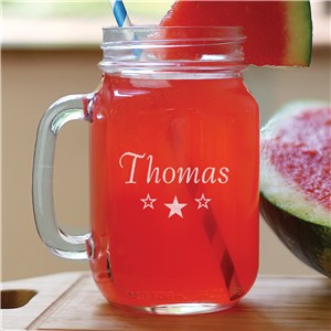 Personalized Patriotic Stars Engraved Mason Jar by Gifts For You Now