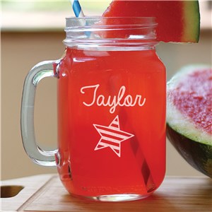 Personalized Star & Stripes Engraved Mason Jar by Gifts For You Now