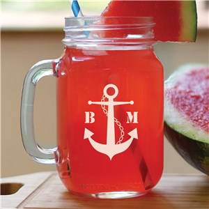 Image of Engraved Anchor Mason Jar
