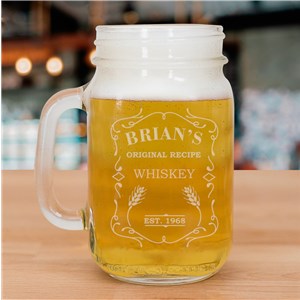 Image of Engraved Whiskey Mason Jar