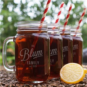 Image of Family Engraved Mason Jar Set