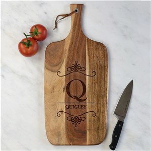 Personalized Engraved Family Name & Initial Acacia Paddle Cutting Board by Gifts For You Now