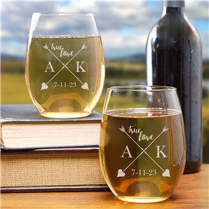 Personalized Engraved True Love Stemless Wine Glass Set by Gifts For You Now