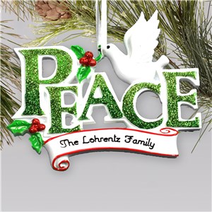 Personalized Peace with Dove Christmas Ornament by Gifts For You Now