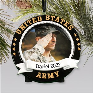 Personalized US Army Photo Christmas Ornament - Frame by Gifts For You Now