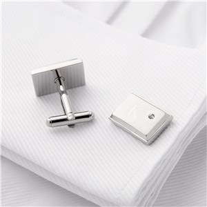 Personalized Engraved Initial Cufflinks with Zircon Jewel by Gifts For You Now
