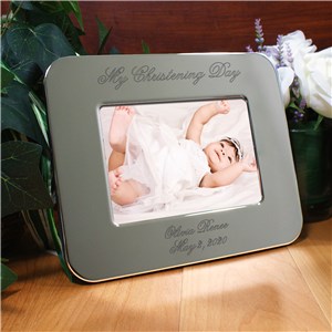 Image of Engraved Christening Day Silver Picture Frame