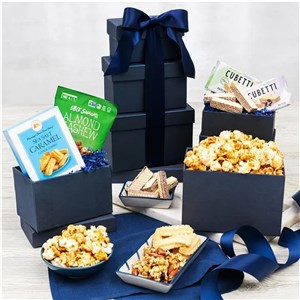 Personalized Classic Elegance Cookies and Popcorn Gift Tower by Gifts For You Now